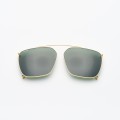 Clip On - Big Light Gold Metal/Gray Lenses G15 - C006