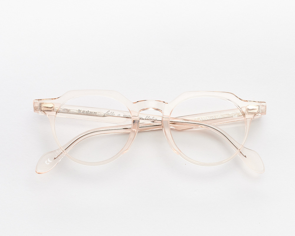 Thin and hexagonal-shaped eyeglasses model Amadeus in crystal color