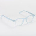 Thin and hexagonal-shaped eyeglasses model Amadeus in light blue color