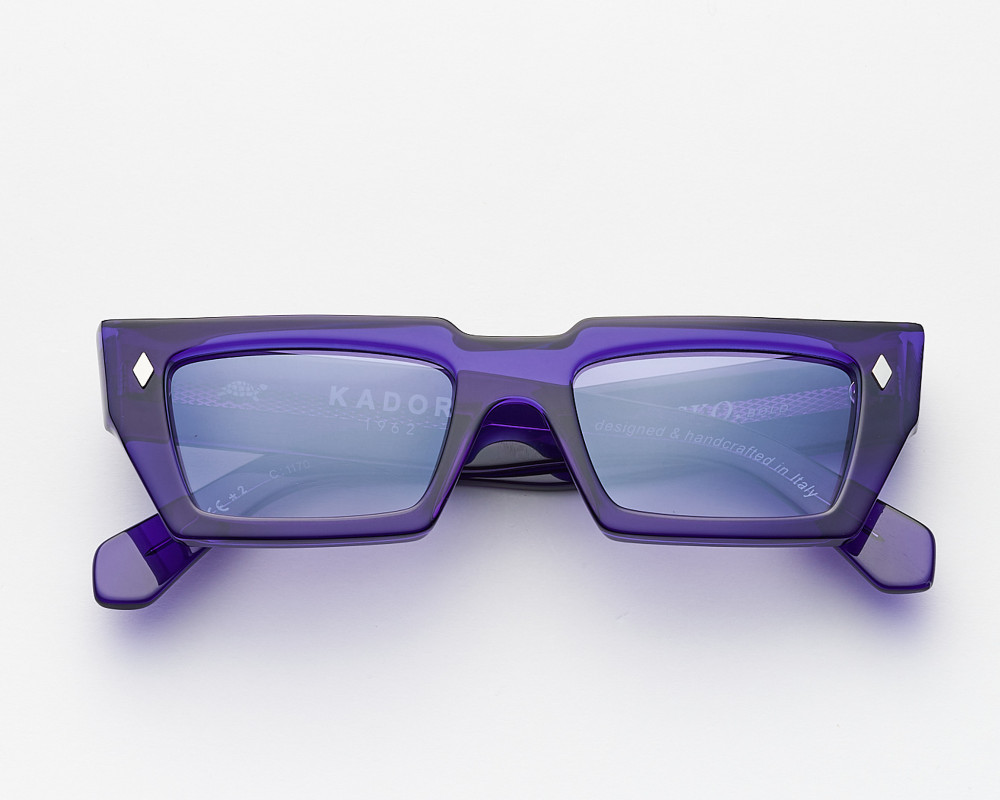 Purple rectangular Disko sunglasses with purple lenses