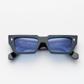 Black rectangular Disko sunglasses with blue lenses