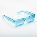 Light blue rectangular Disko sunglasses with blue lenses