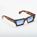 Brown  rectangular Disko sunglasses with blue lenses