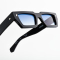 Black rectangular Disko sunglasses with blue lenses