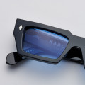 Black rectangular Disko sunglasses with blue lenses