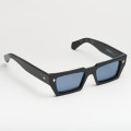 Black rectangular Disko sunglasses with blue lenses