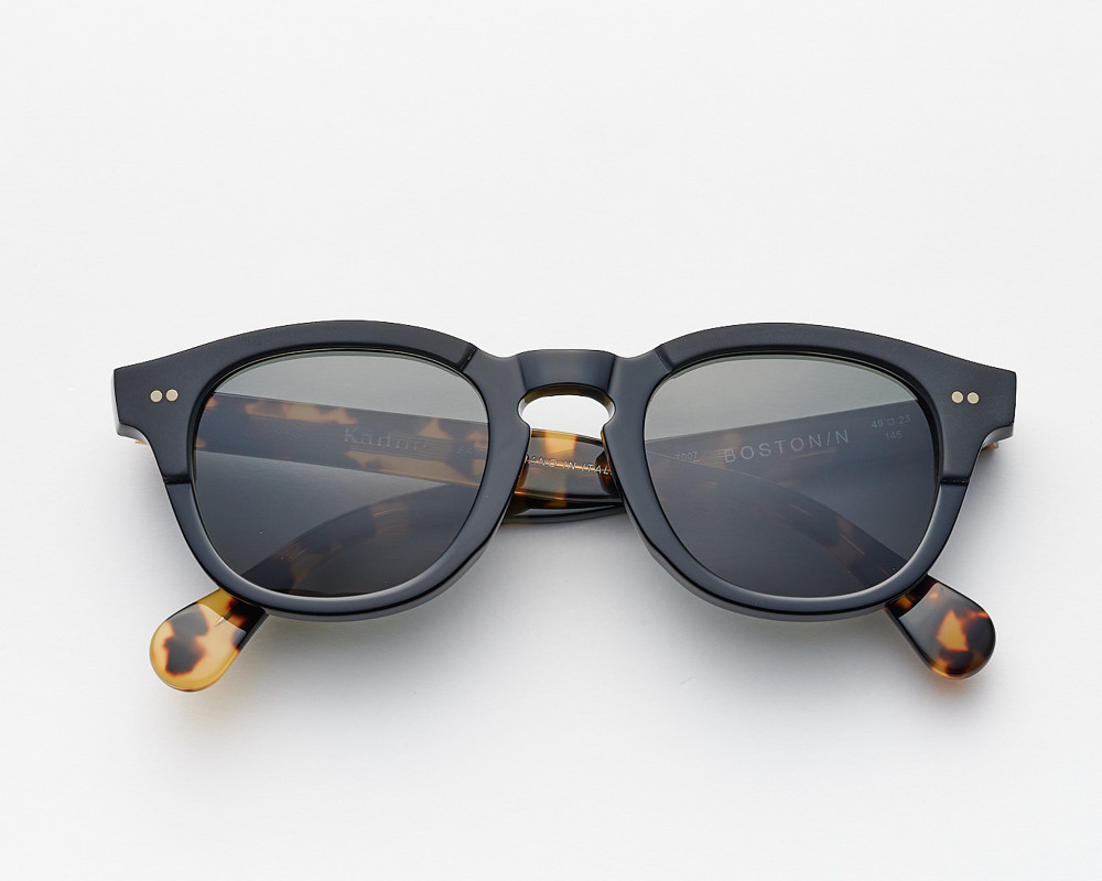 Classic black Boston model sunglasses with smoke lenses and Havana temples