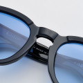 Classic black Boston model sunglasses with light blue lenses