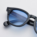 Classic black Boston model sunglasses with light blue lenses