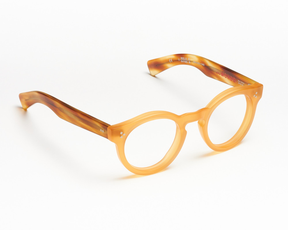 Optical frame Round and thick Mondo model honey with striped honey temples color