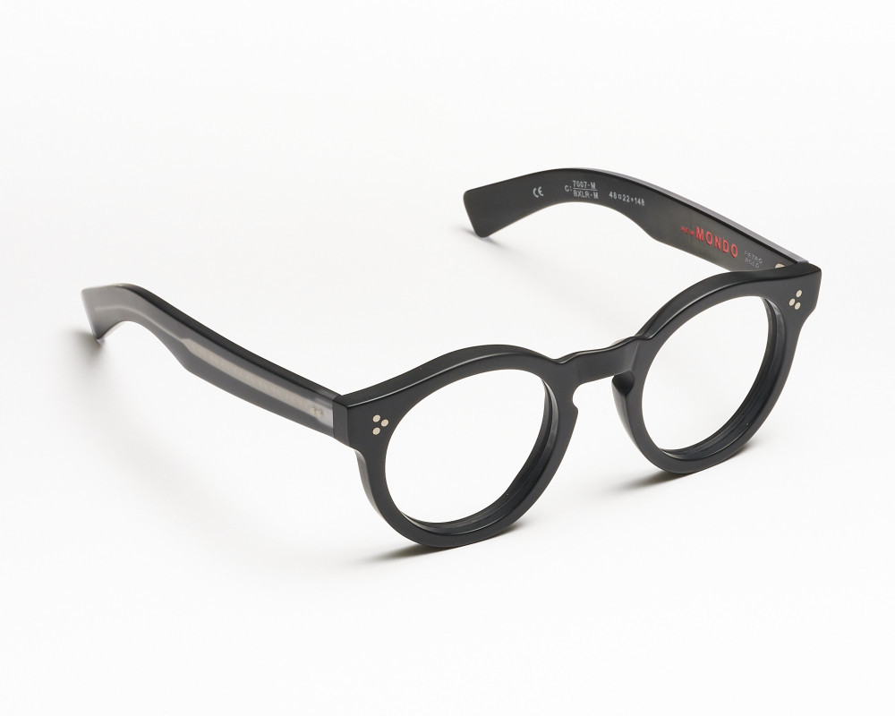 Optical frame Round and thick Mondo model Black with Crystal black temples color